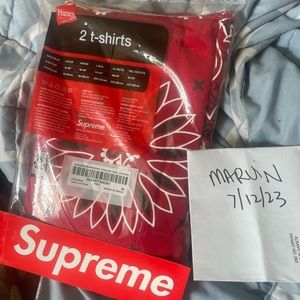 supreme red Paisley t shirts brand new